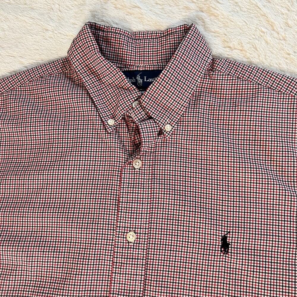 Ralph Lauren Classic Fit LS Button-Up Oxford – Red, Black, White Plaid – Men's